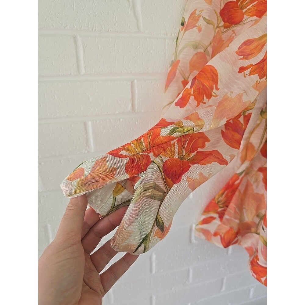 Zimmermann Matchmaker Tranquillity Floral Print Linen Silk Mini Dress Sz. 1/US 6 - Picture 7 of 14